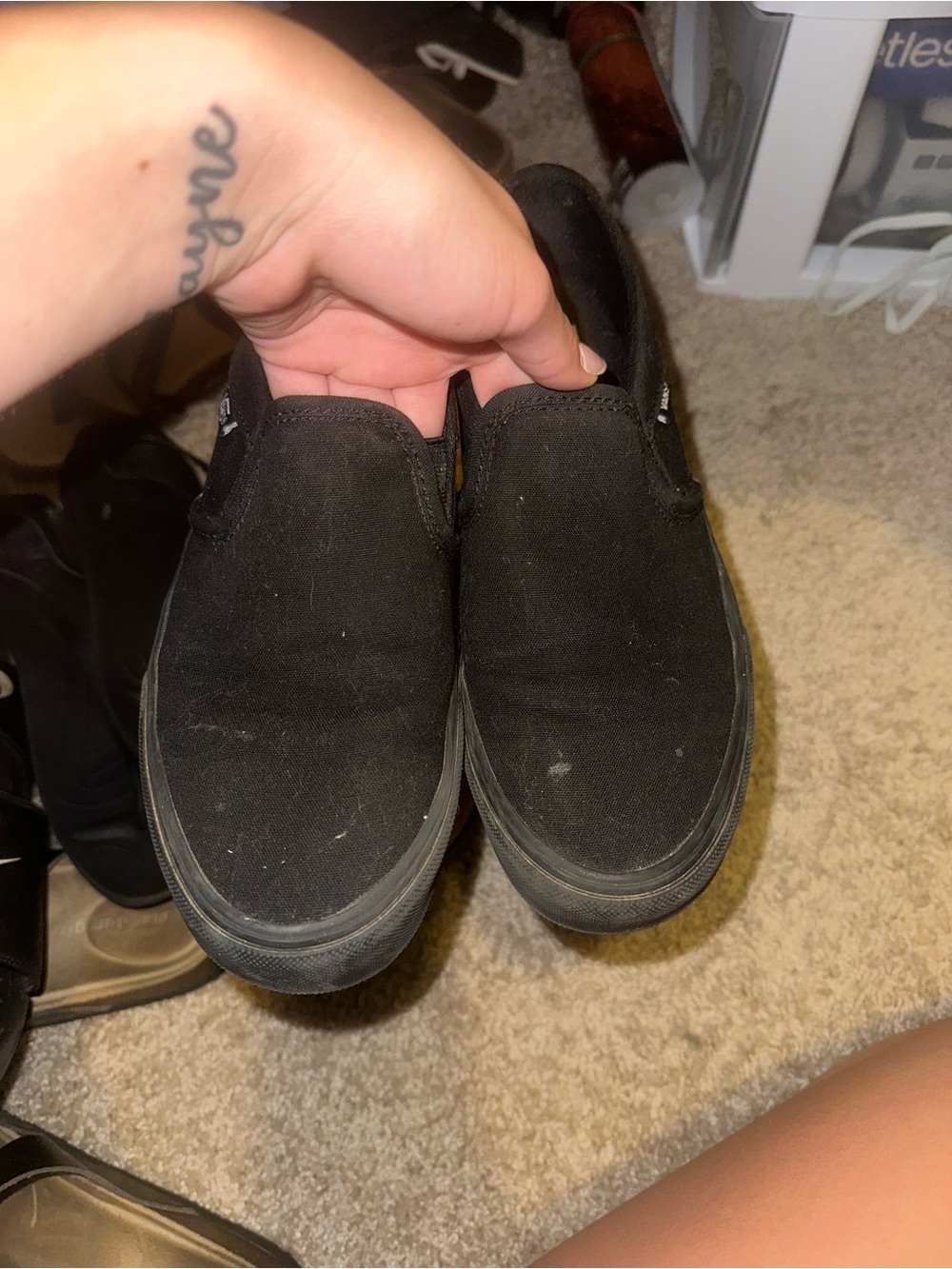 Vans Black Slip-On Canvas Loafers for Women